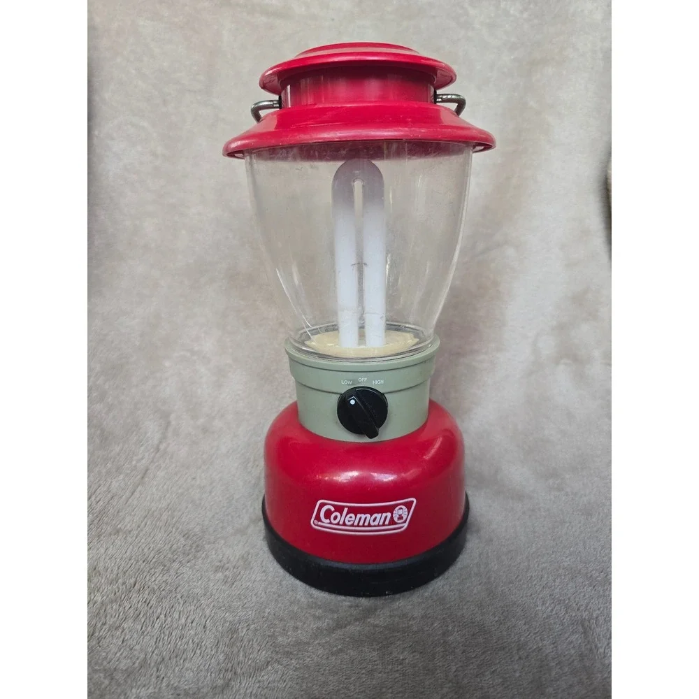 Coleman Battery Powered Camping Lantern Red Portable Fluorescent Work Light